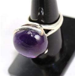 Amethyst Big Round Cacochon Silver Rings in Jaipur